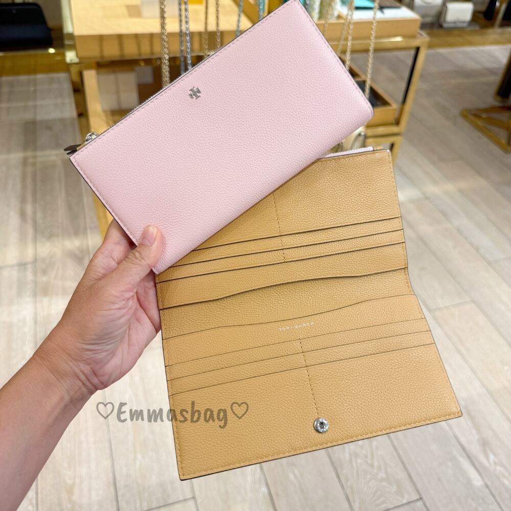 Tory Burch Color-Block Slim Envelope Wallet 176434 $210 Coral
